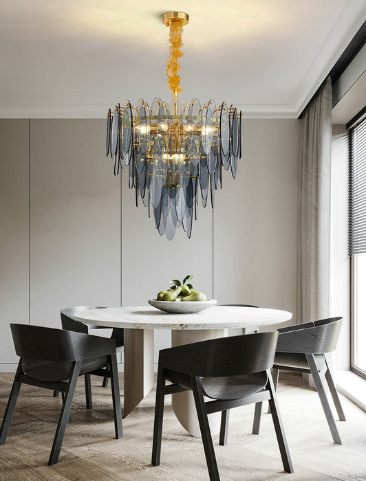 MIRODEMI® Round Gold Frosted/Smoke gray/Blue Crystal Chandelier for Living Room, Kitchen image | luxury lighting | home decor