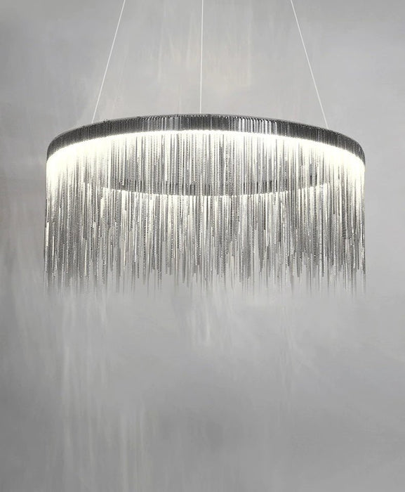 MIRODEMI® Luxury Postmodern Design Round/Rectangle/Arc Silver Chain Hanging LED Chandelier