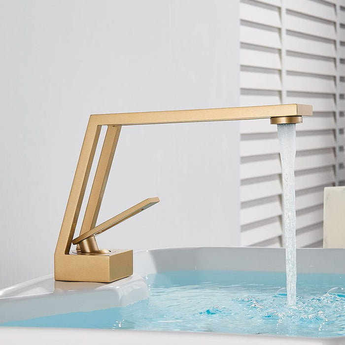 MIRODEMI® Matte Black/White/Brushed Gold Brass Bathroom Sink Faucet Deck Mounted Brushed Gold / W2.1*L7.4"