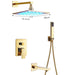 MIRODEMI® Luxury Golden Bath Shower Faucet Rainfall LED Shower Head 3-way Mixer 16'' shower head