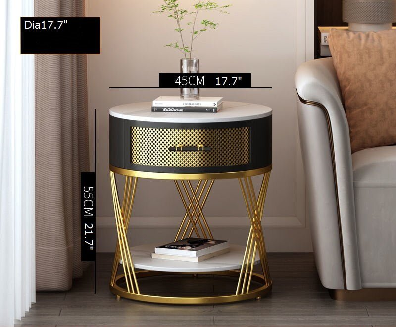 Creative Nordic Bedside Round Coffee Table Gold / Dia17.7*H21.7"
