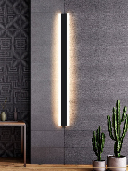 MIRODEMI® Modern Black Outdoor Waterproof Aluminum Long LED Strip Wall lamp For Porch H23.6" / Warm white