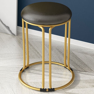 Nordic Suede and Leather Stacked Dining Round Stool image | luxury furniture | luxury stools | luxury leather stools