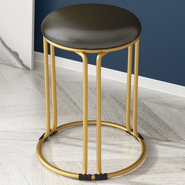 Nordic Suede and Leather Stacked Dining Round Stool