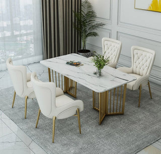 Leather dining chair with titanium legs and leather upholstery, minimalist modern