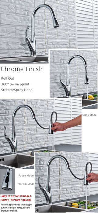 MIRODEMI® Single Handle Pull Out Stream Spray Kitchen Spout