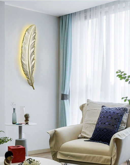 MIRODEMI® Luxury LED Wall Lamp in the Shape of Feather for Bedroom, Living Room image | luxury lighting | feather shape lamps