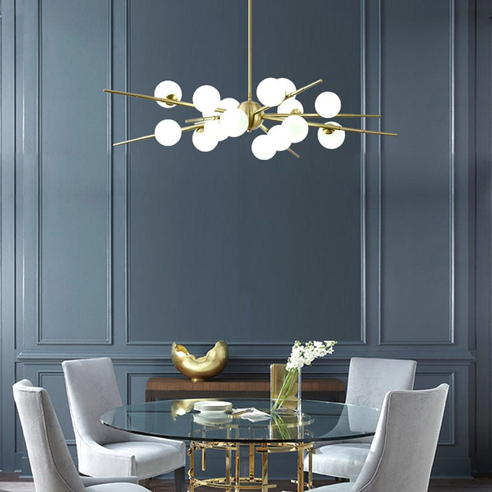 MIRODEMI® Glass Ball Pendant Luxury LED Chandelier for Living room, Bedroom, Dining room Cool light / Gold / 16 heads