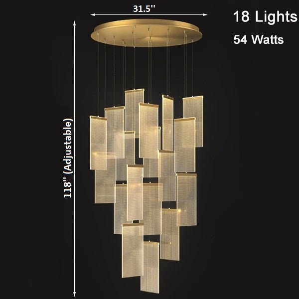 MIRODEMI® Luxury modern LED chandelier for staircase, lobby, living room, stairwell 18 Lights / Warm light / Dimmable