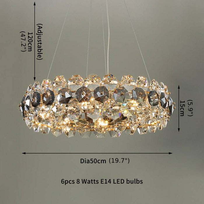 MIRODEMI® Round Gold crystal modern chandelier for living room, dining room Dia19.7*H5.9" / Warm White / Dimming