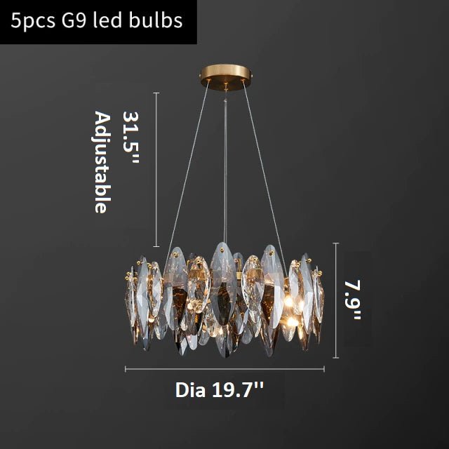MIRODEMI® Vado Ligure | Round Gray Chandelier With Big Crystals 19.7'' / Warm Light / Dimmable