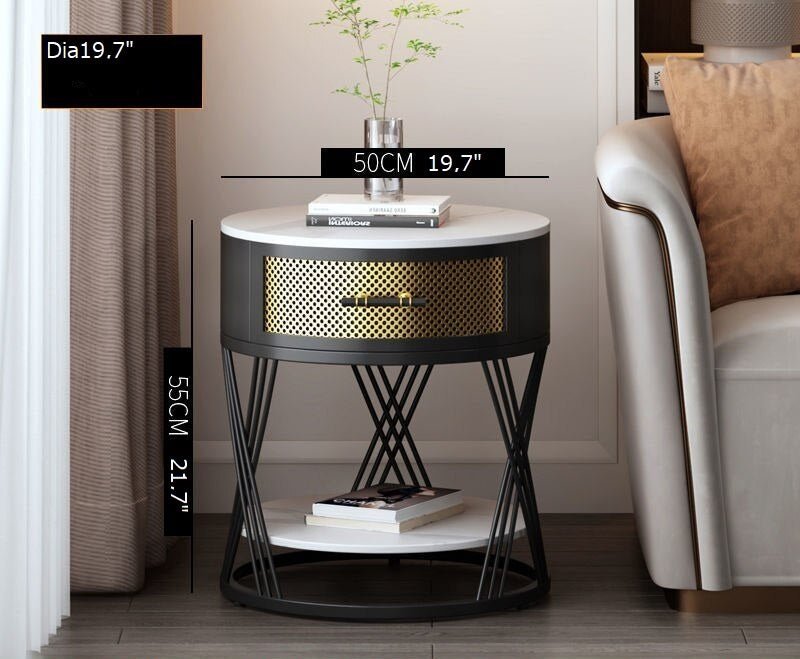 Creative Nordic Bedside Round Coffee Table Black / Dia19.7*H21.7"