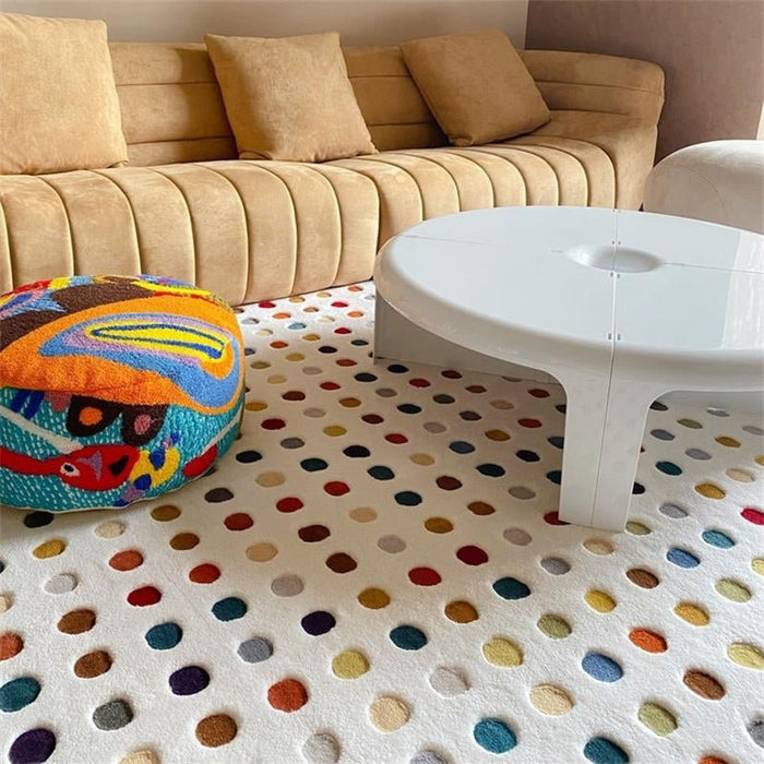 Handmade Colorful Dots Rectangle Area Carpet 4'7"х6'7" (140х200cm) / yg-99888