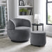 Barrel Chair with Gold Stainless Steel Base with Storage Ottoman Grey