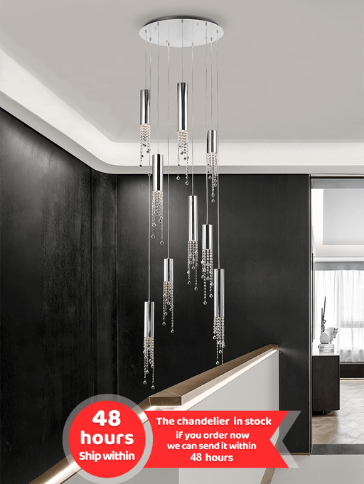 MIRODEMI® Hanging crystal light fixture for lobby, staircase, loft, stairwell image | luxury lighting | hanging light