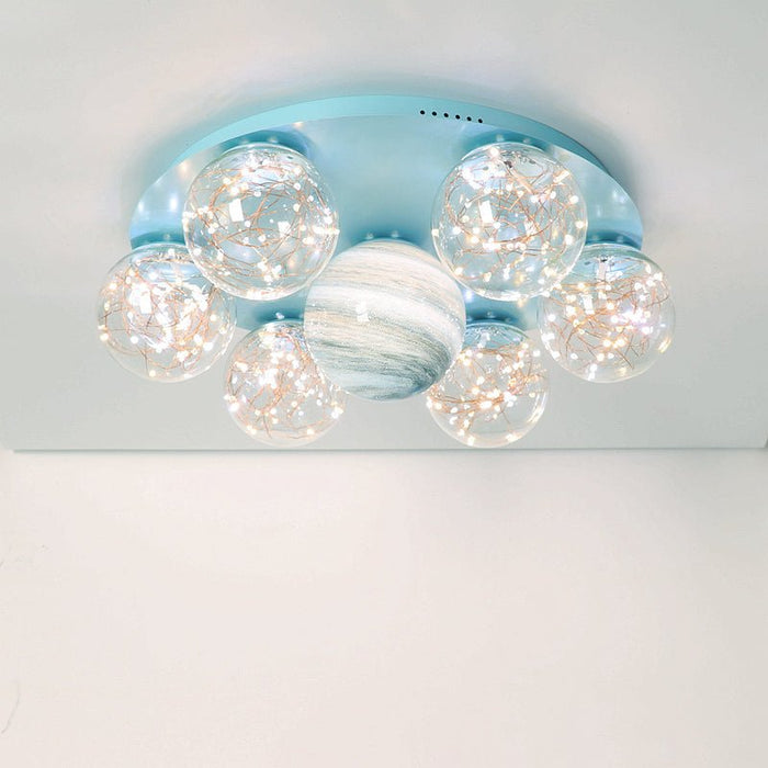 MIRODEMI® Creative Universe Lantern Planet Ceiling Lamps for Kids Room, Bedroom Blue / 7 Lights