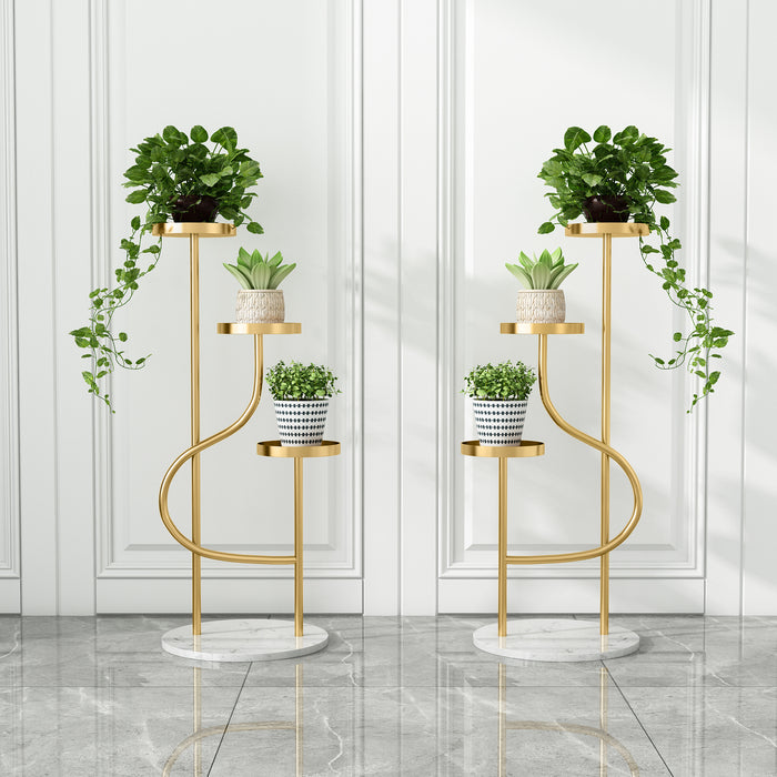 Golden Multi-Layer Flower Stand for Indoor Porch, Living Room, Balcony