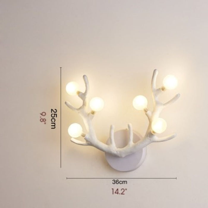 MIRODEMI® Deer Horns LED Wall Lamp with Glass Spheres for Bedroom, Living Room