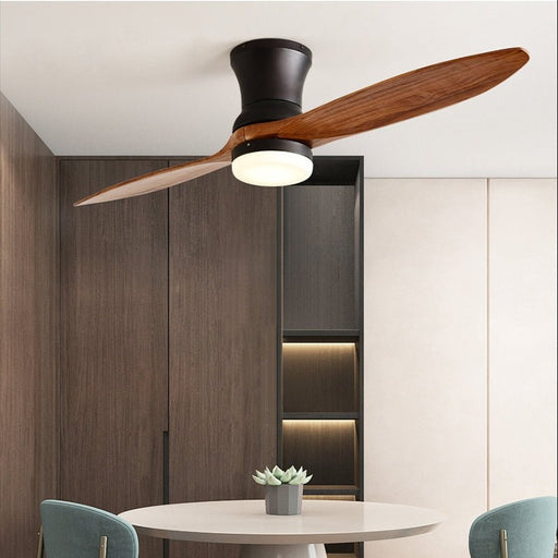 MIRODEMI® 52" Solid Wood Led Ceiling Fan with Remote Control image | luxury furniture | wooden ceiling fans | fans with lamp
