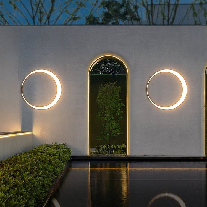 MIRODEMI® Creative Outdoor Round Waterproof Stainless steel Moon Wall Lamp for Garden Dia13.8*D1.7" / Warm white