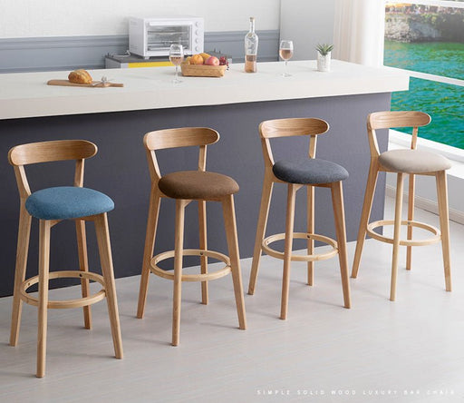 Minimalistic Nordic-Styled Bar Stool with Backrest Made of Solid Wood image | luxury furniture | wood stools | bar stools