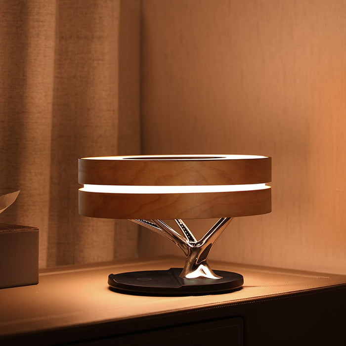 MIRODEMI® Round Tree Desk Lamp With Intelligent Music Bluetooth Speaker & Wireless Charging Dia11.2*H7.3"