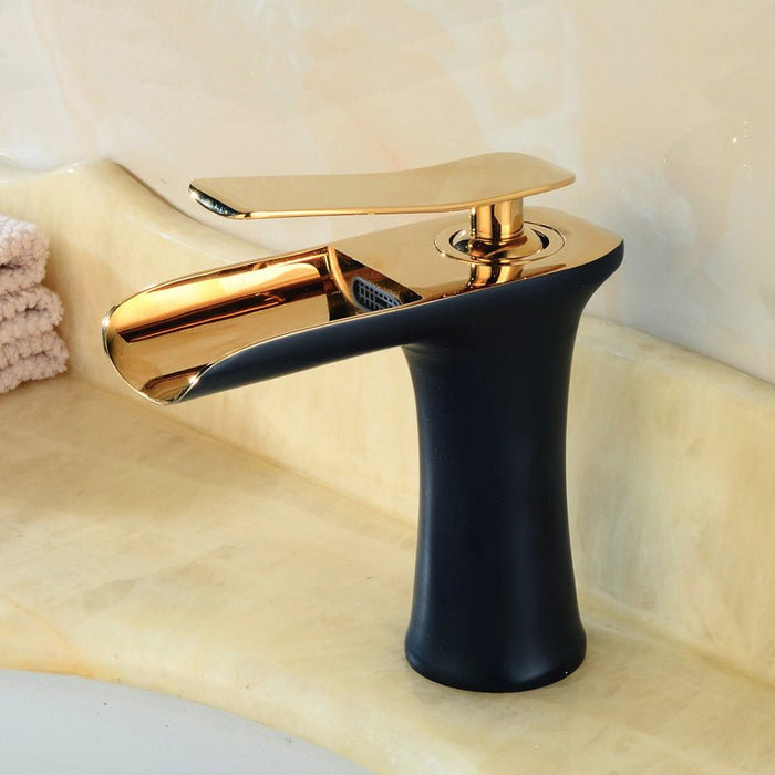 MIRODEMI® Luxury Gold/Black/Chrome Brass Basin Faucet Deck Mounted Black and gold / H6.7*L3.9"