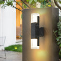 MIRODEMI® Modern Wall-Mounted LED Lamp for Outdoors, Black Waterproof Fixture, Warm White for Villa or Porch, B Style, Dimensions W2*H11.8"