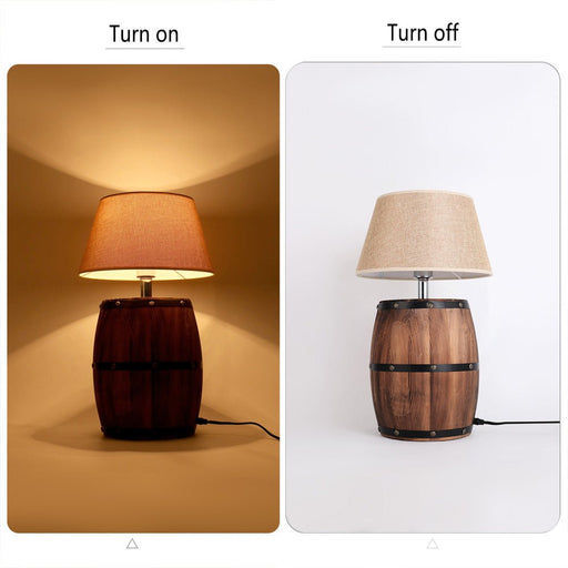 Mirodemi® Industrial Wood Wine Barrel LED Table Lamp For Bedroom, Bar