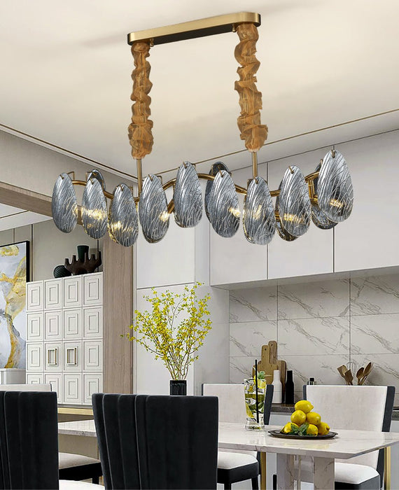 MIRODEMI® Smoke gray/White glass Rectangle Modern chandelier for kitchen island image | luxury lighting | unique chandeliers