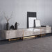 Glossy Stone TV Console with 4 Pinewood Drawers