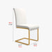 Set of 2 Dining Side Chairs with White Leather Upholstered and Gold Legs