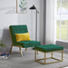 Gold Metal Frame Velvet Upholstery Chair with Ottoman Green