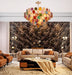 MIRODEMI® Gold round Colorful agate stone Bohemian style chandelier for living room Dia26*H15.6" / warm light (3000K)