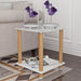 2-Piece White Oak Side Table with Storage Shelve High shelf - 1