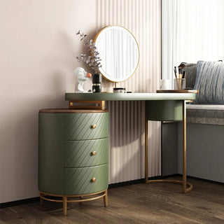 Green Dresser with Removable Tray Top, LED Light Mirror and 4 Wood Drawers image | luxury furniture | home decor