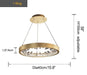 MIRODEMI® Gold Rings Design Creative Led Crystal Hanging Luxury Chandelier 1Ring Dia15.8 / Warm Light 3000K
