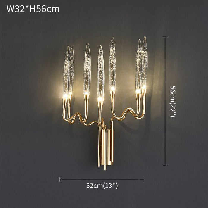 MIRODEMI® Luxury Gold Crystal Candle Modern LED Wall Lamp For Bedroom, Living Room