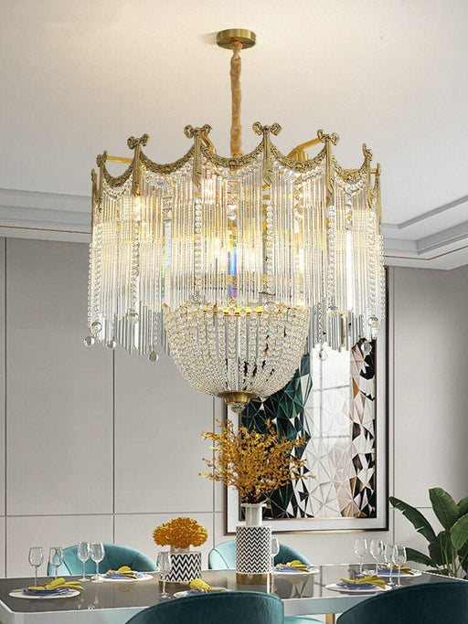 MIRODEMI® Gorgeous Crystal Copper LED Chandelier for Dining Room, Bedroom Dia29.5xH20.5" / Dia75.0xH52.0cm