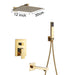 MIRODEMI® Gold Stainless Steel Rainfall Shower Faucet Set Wall Mounted Mixer Tap 3 ways / 12''