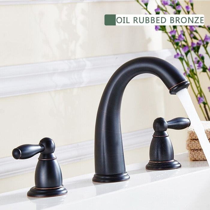 MIRODEMI® Gold/Black/Chrome/Brushed Nickel Brass Bathroom Sink Faucet Dual Handles Black / W2.2*H6.7"