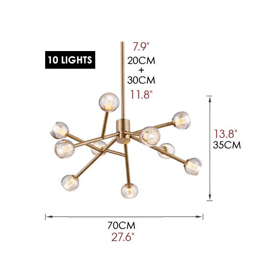 MIRODEMI® Luxury Molecular-Shaped Chandelier for Living Room, Kitchen, Dining Room 10 Lights / Warm Light