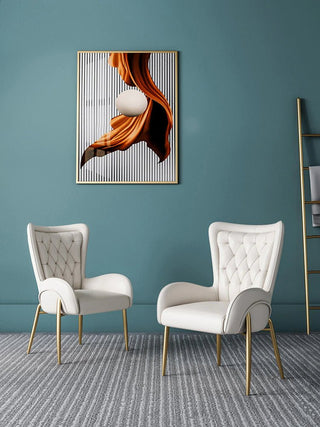 Minimalist modern leather dining chair in leather with titanium legs