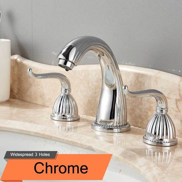 MIRODEMI® Gold/Black Bronze/Chrome/Brushed Nickel Bathroom Sink Faucet Dual Handles Chrome / W2.4*H6"