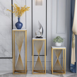 Golden Wrought Nordic Luxury Plant Stand with Marble Shelves image | luxury furniture | marble furniture | home decor