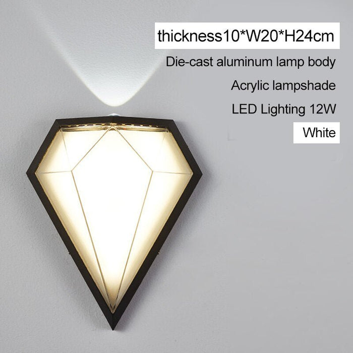 MIRODEMI® Outdoor Waterproof Diamond Shape Colorful Light LED Wall Lamp For Garden W7.9*D3.9*H9.4" / Cool White