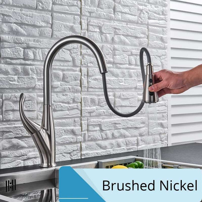 MIRODEMI® Single Handle Pull Out Stream Spray Kitchen Spout Brushed Nickel