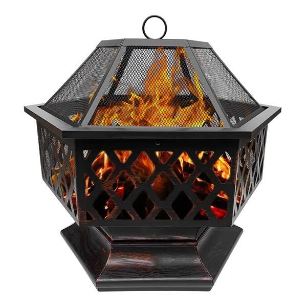 MIRODEMI® Outdoor Iron Fire Pit Bowl with Spark Protection for Garden Patio