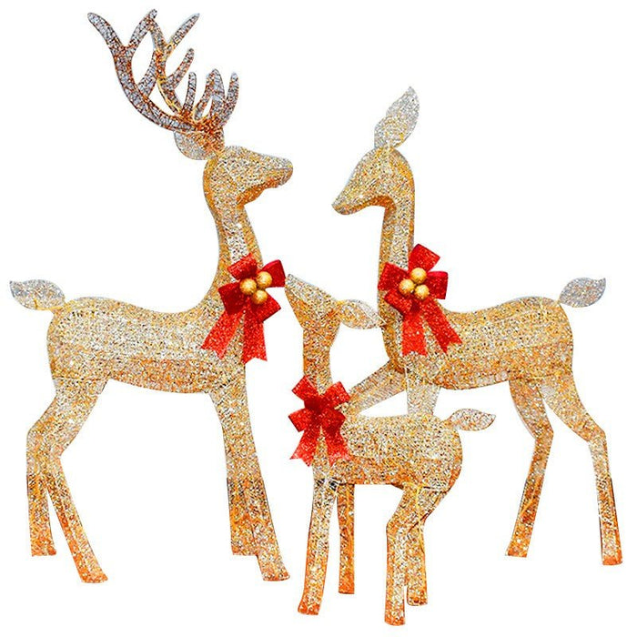 Christmas Gold Deer Family Scene with LED Lights Deer Family