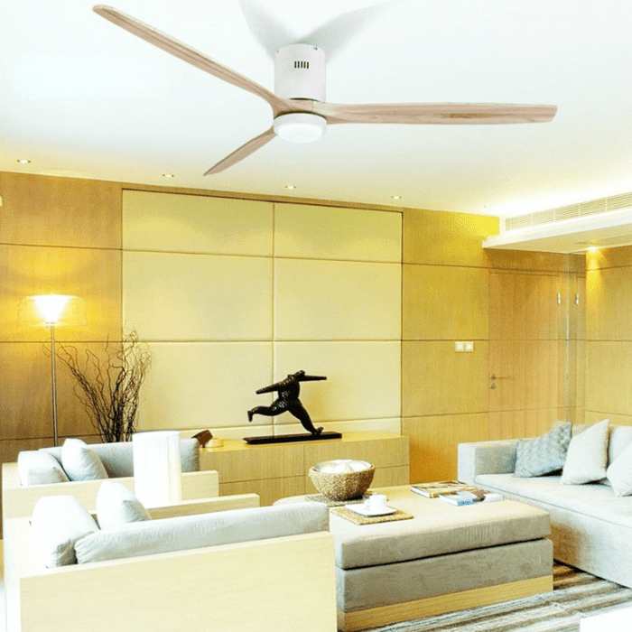 MIRODEMI® 66" Modern Solid Wood Led Ceiling Fan With Remote Control